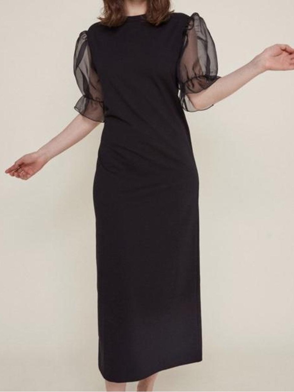 Rita Row Giula Black Puff Sleeve Dress - Size Small